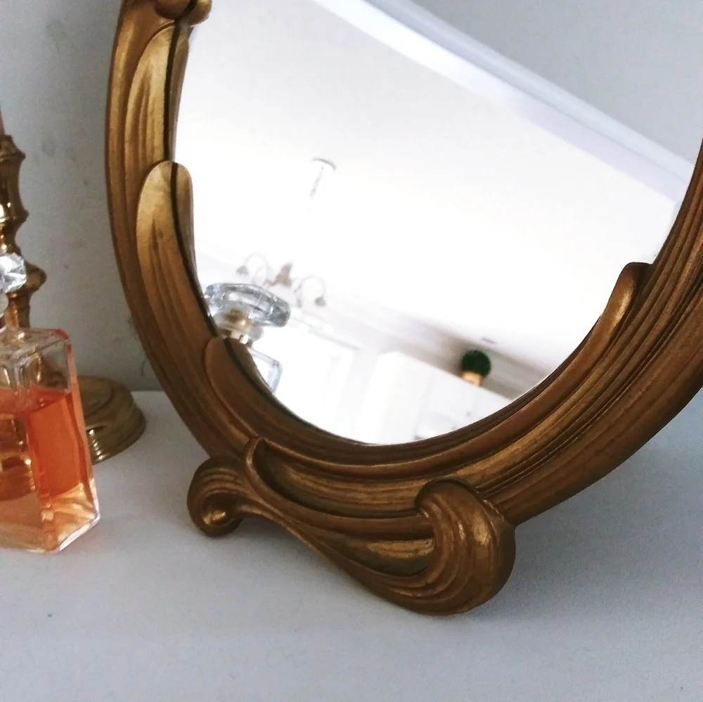 Vintage‎ Syroco wood gold mirror 1940 faux Bois